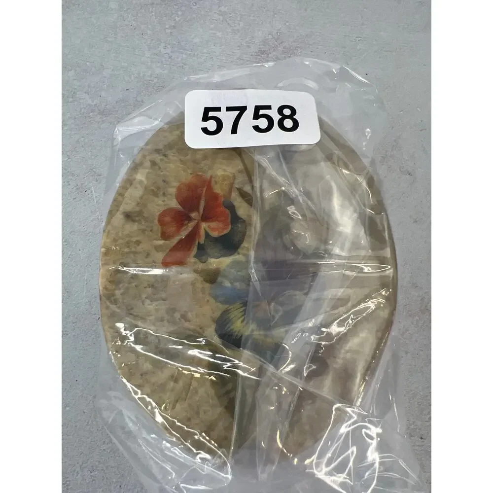 Vintage Marble‎ Floral Trinket Jewelry Coin Box with Lid